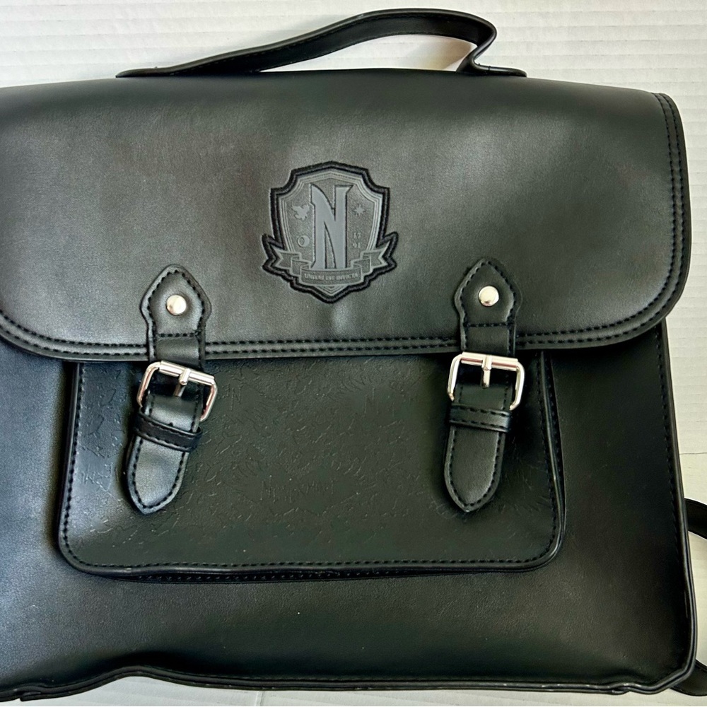 Wednesday Addams Nevermore Academy Mini Backpack/purse Black Leather